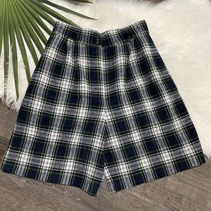 Vintage Mom Shorts Size 8 10 High Rise Pleated Front Wool Tartan Plaid 80s 90s